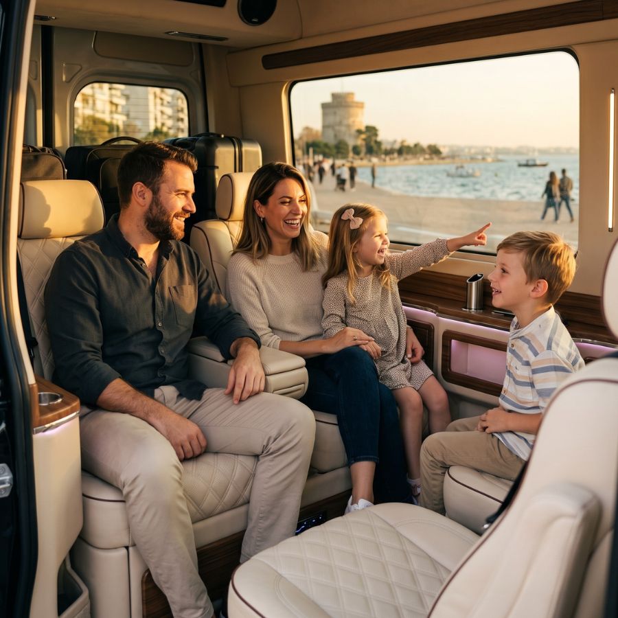 Big family travels in Thessaloniki